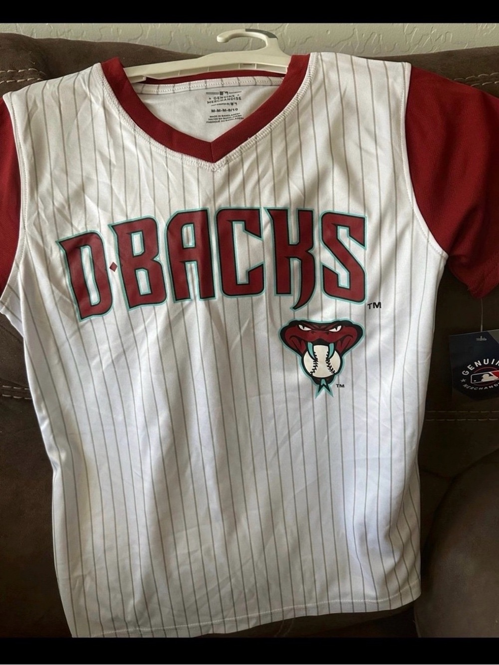 Genuine Merchandise White & Red D-backs Youth Baseball Jersey